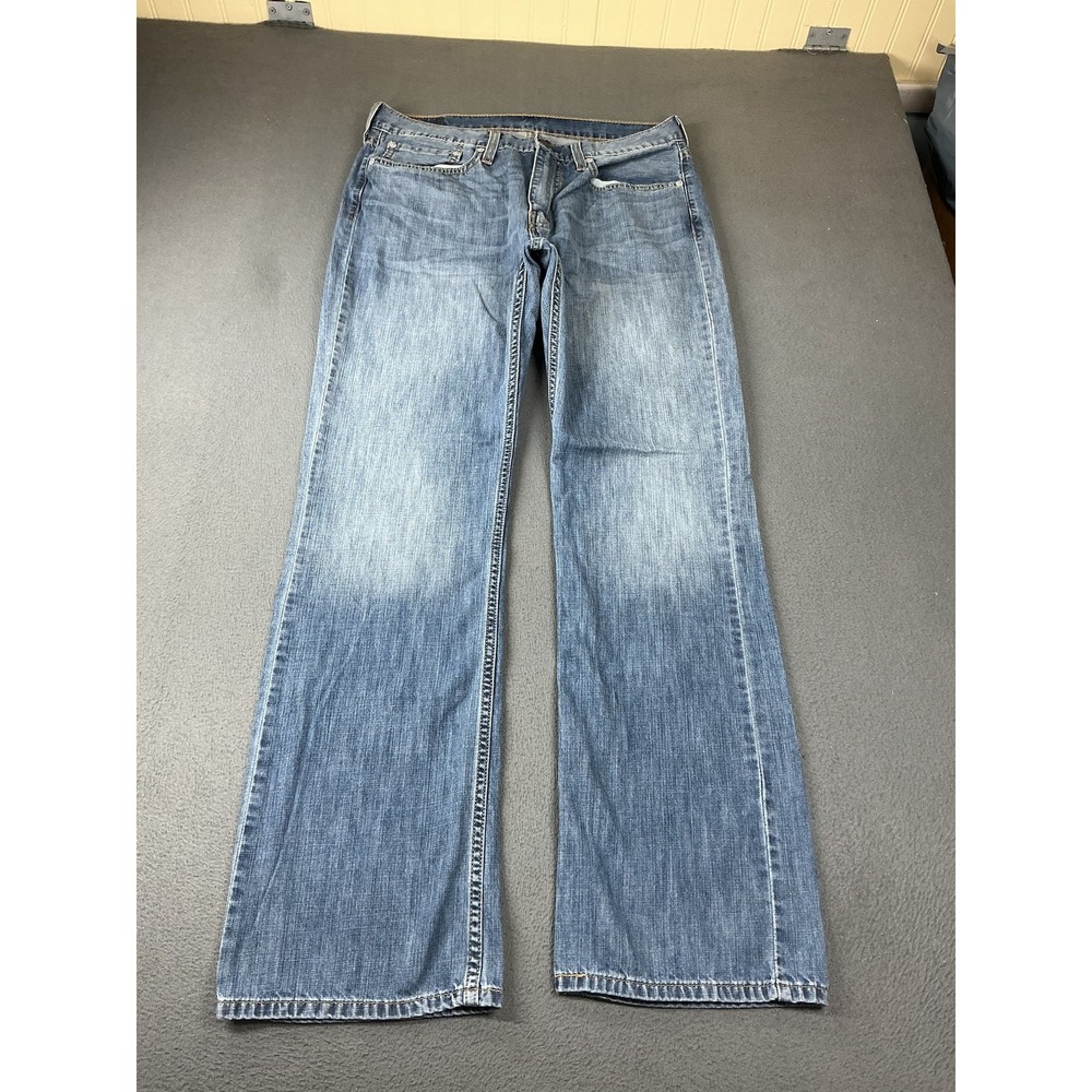 Levis 527 Jeans Mens 34x34 Light Wash Blue Bootcut Regular Fit Denim Pockets